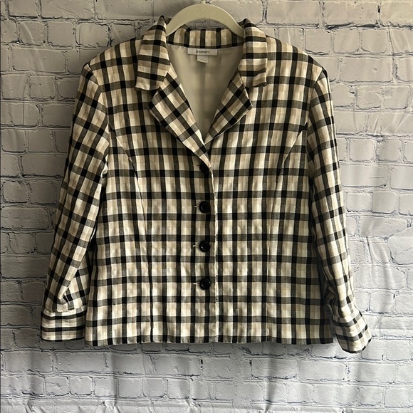 dressbarn Jackets & Blazers - Dressbarn Black and Tan Plaid Women's‎ Button up Jacket Size Large